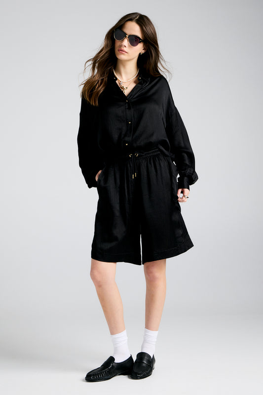 Long Maple Shorts Black