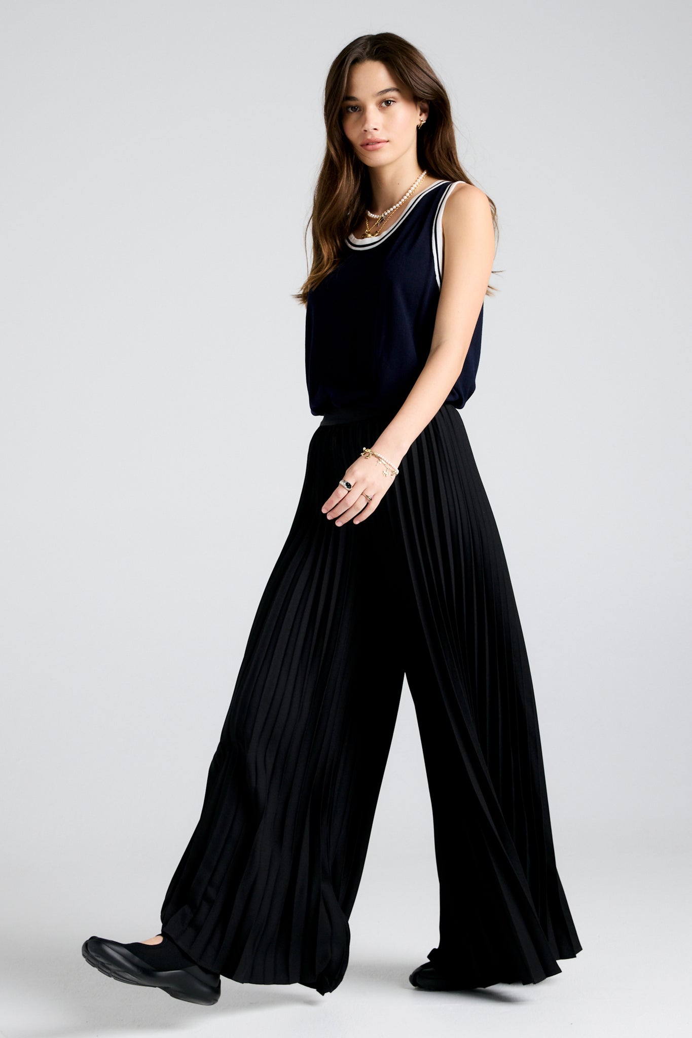 Sunray Pleated Pants Black