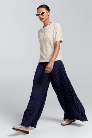 Sunray Pleated Pants Navy