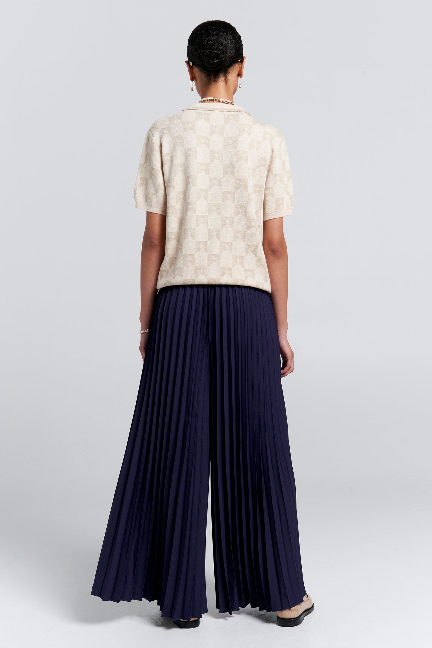 Sunray Pleated Pants Navy