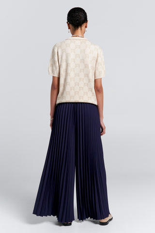 Sunray Pleated Pants Navy