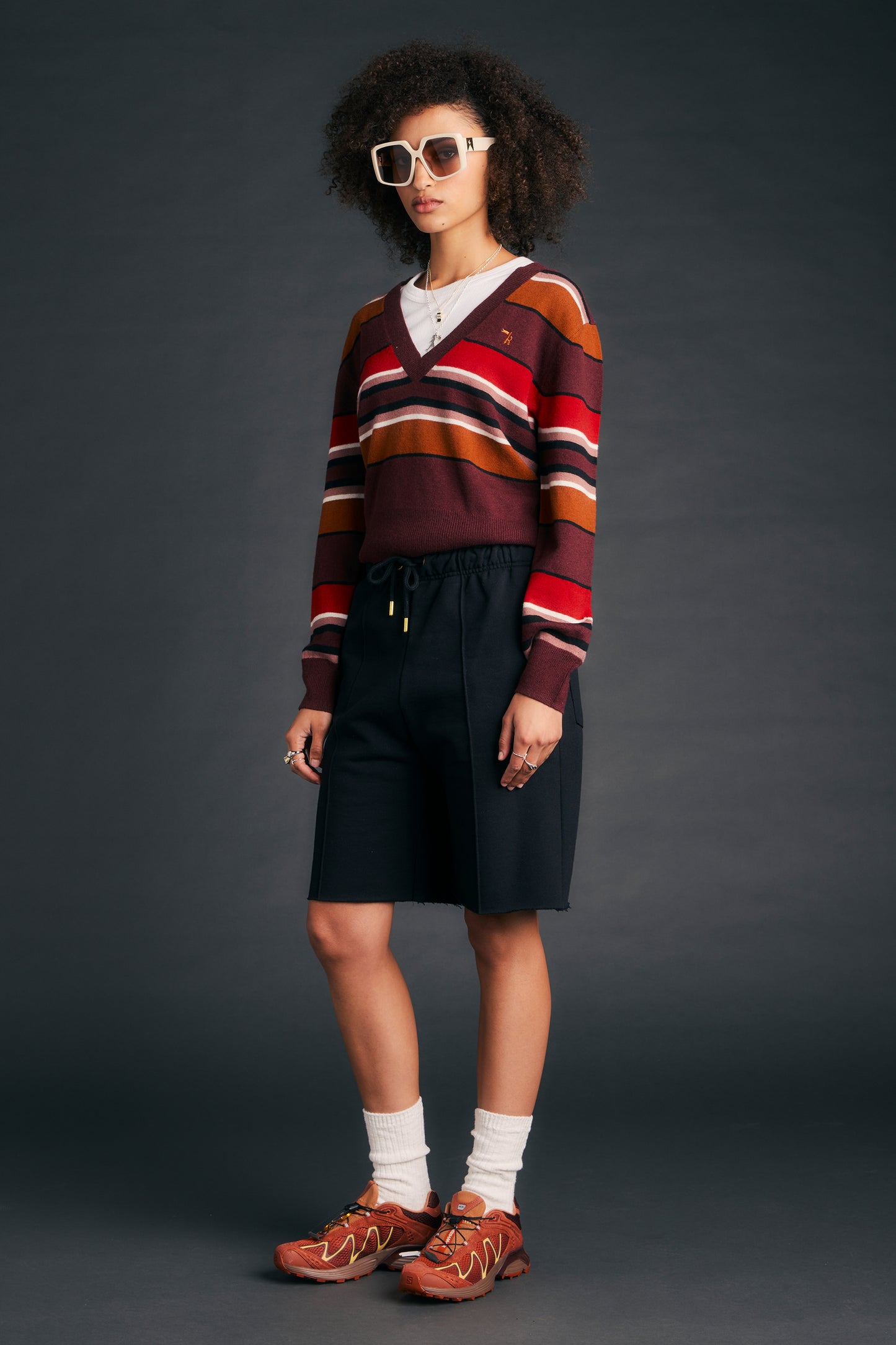Pin Tuck Track Shorts Black