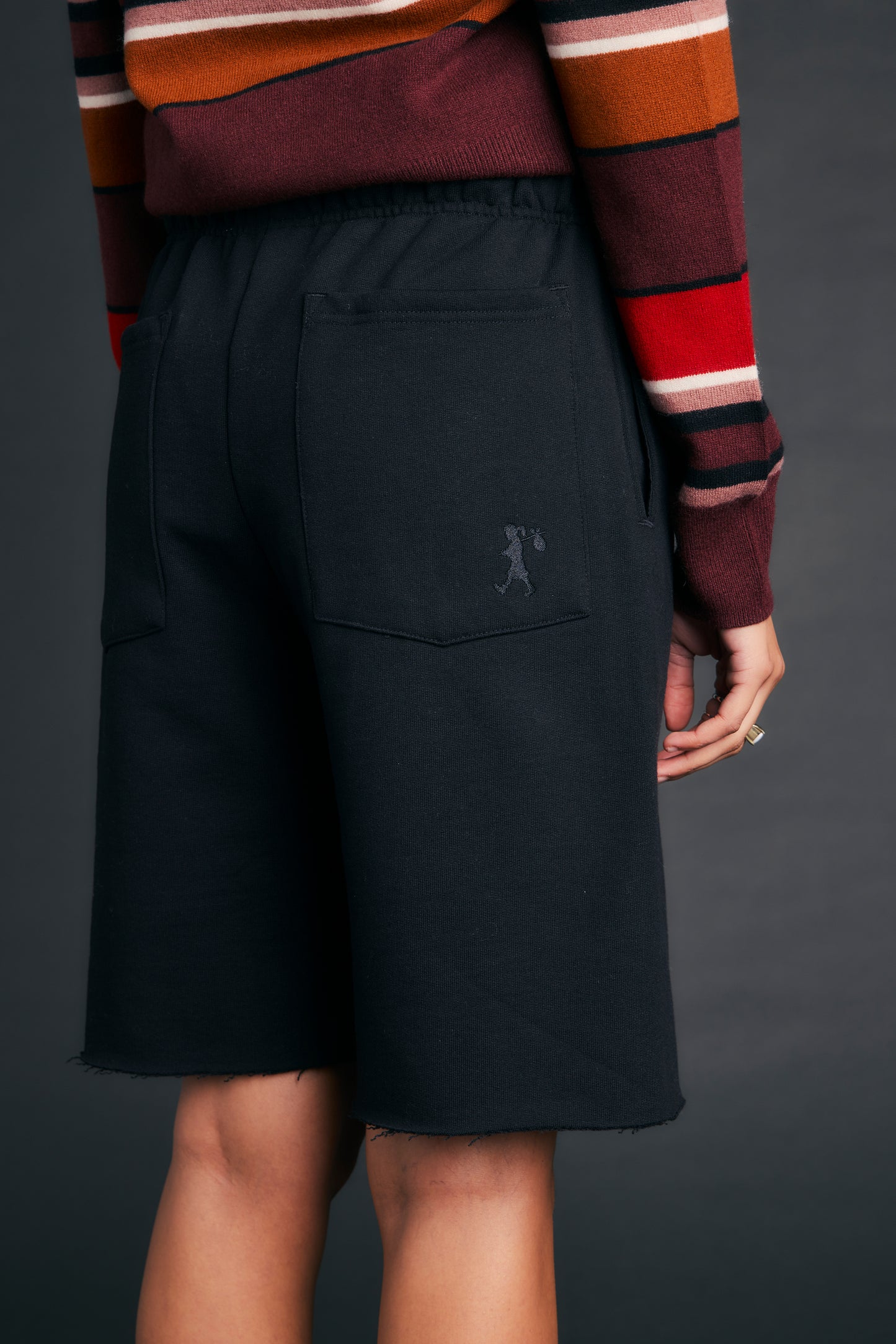 Pin Tuck Track Shorts Black