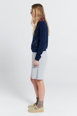 Pin Tuck Track Shorts Grey Marle