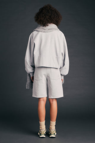 Pin Tuck Track Shorts Grey Marle