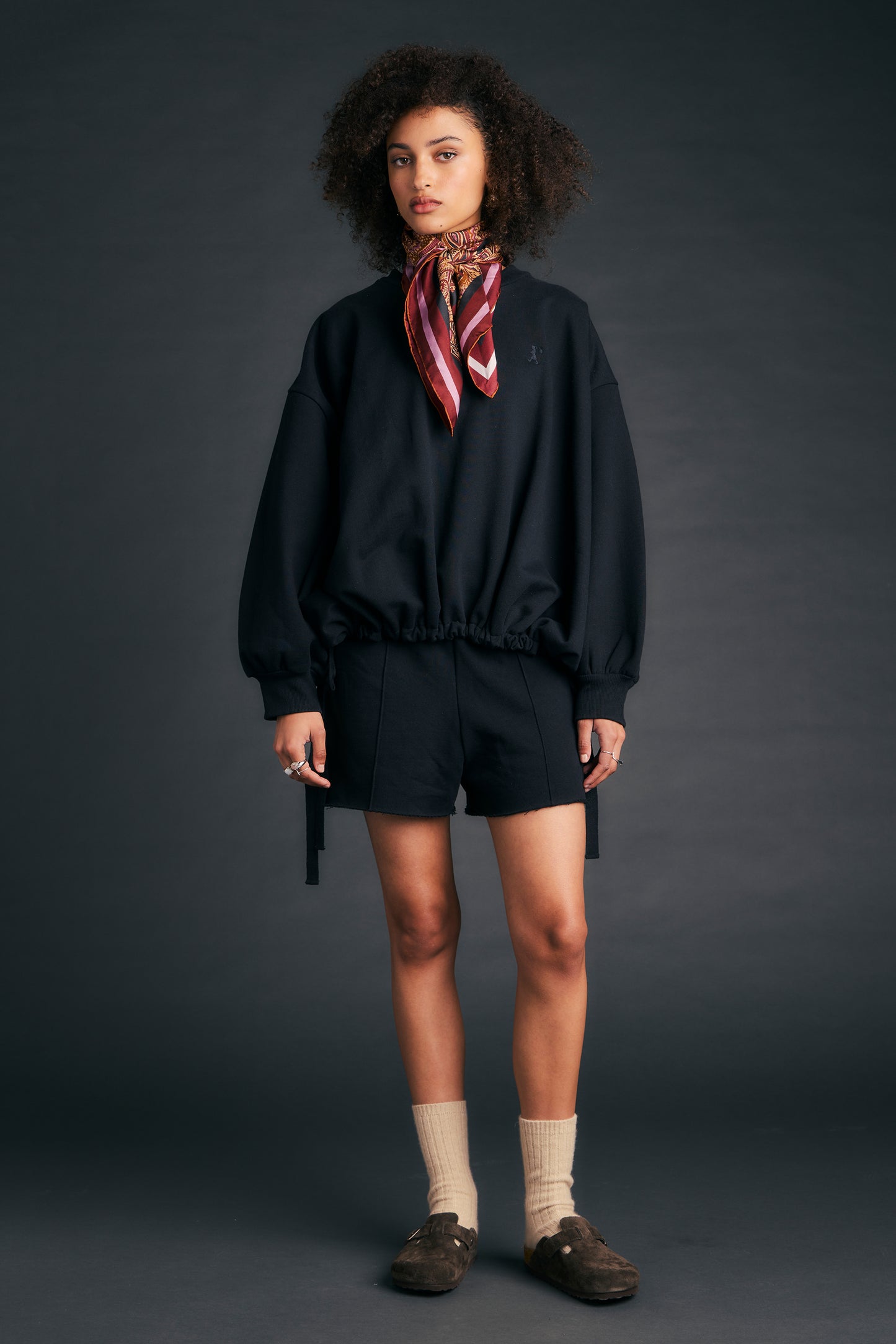 Pin Tuck Mini Track Shorts Black