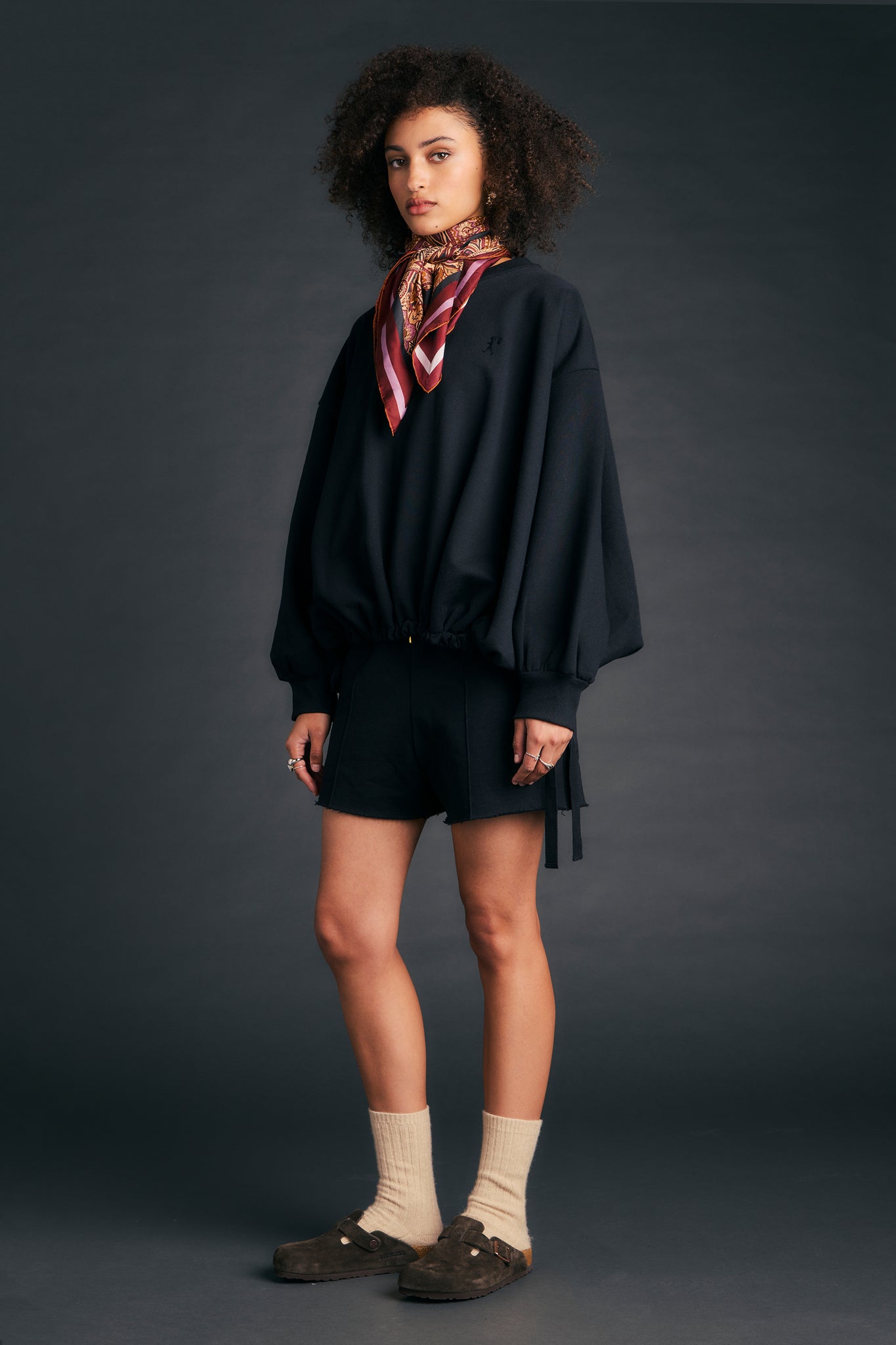 Pin Tuck Mini Track Shorts Black