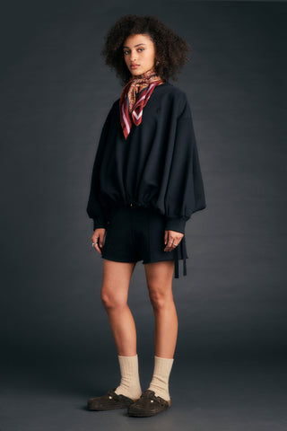 Pin Tuck Mini Track Shorts Black