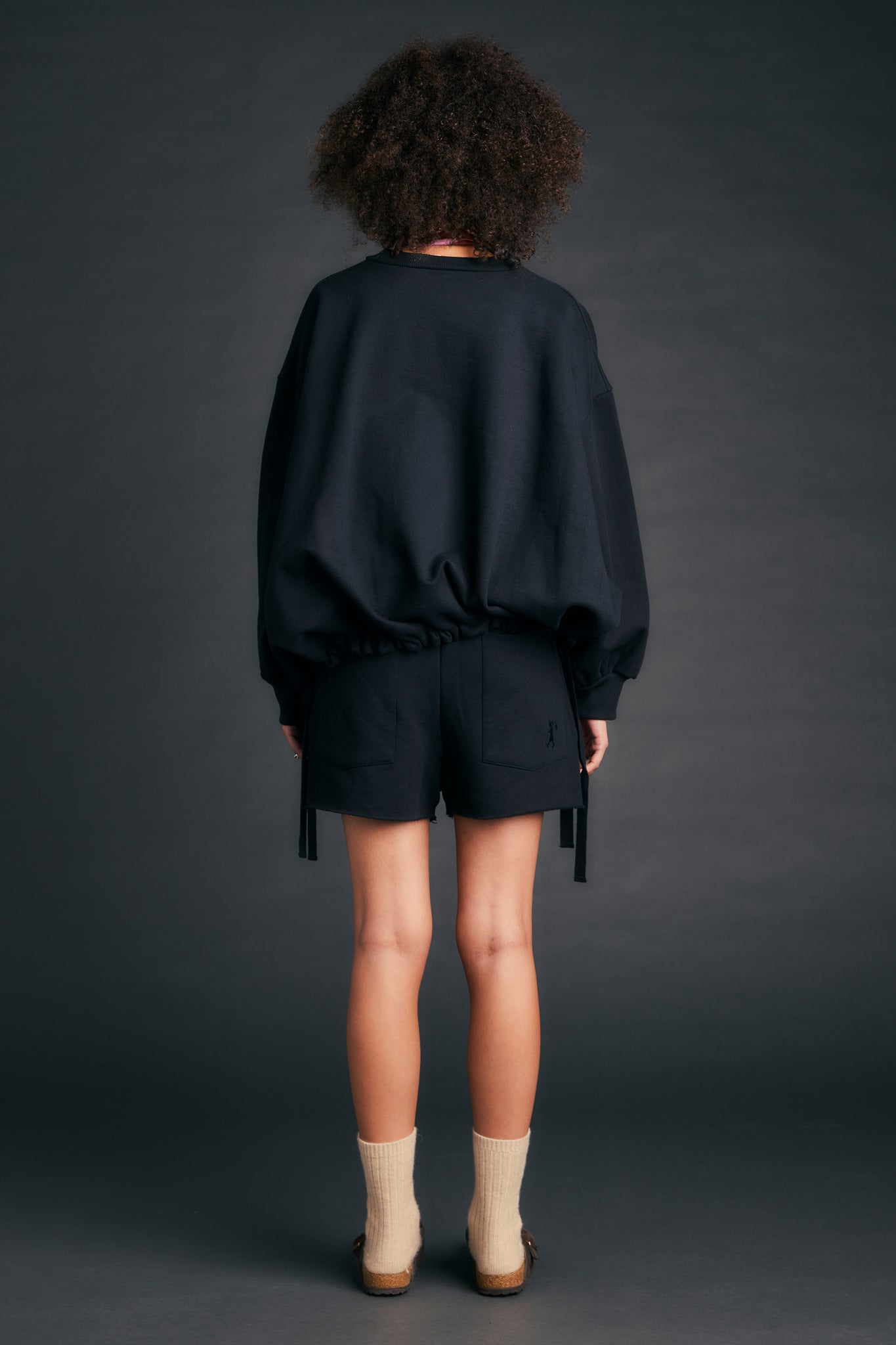 Pin Tuck Mini Track Shorts Black