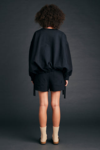 Pin Tuck Mini Track Shorts Black