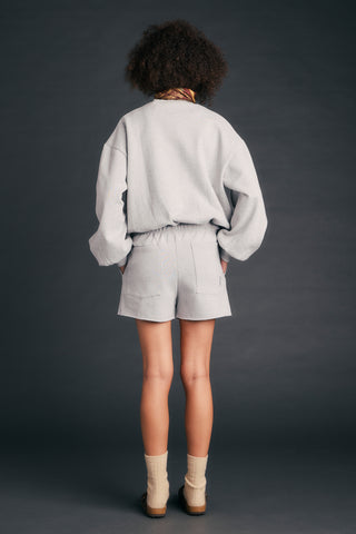 Pin Tuck Mini Track Shorts Grey Marle