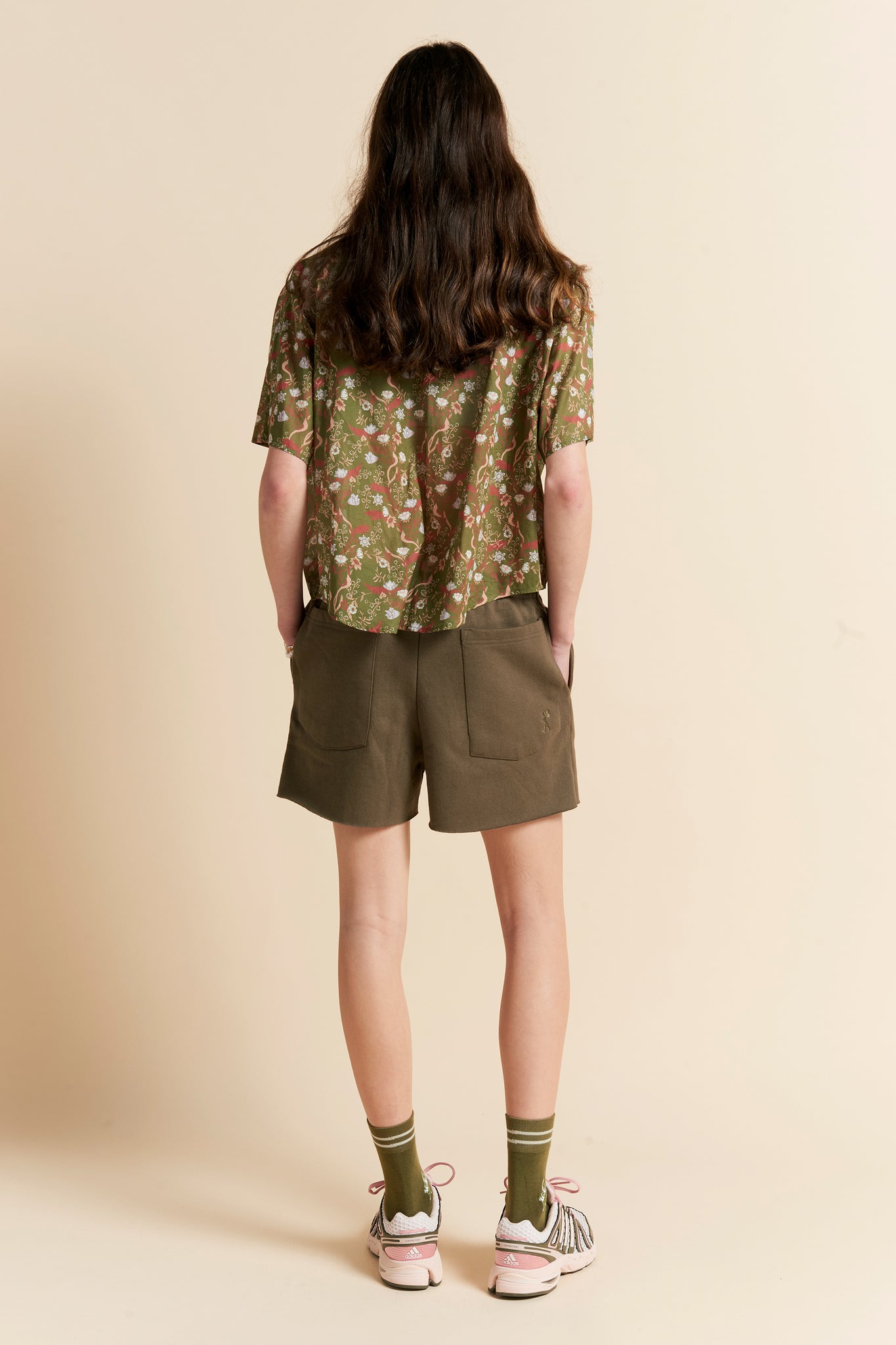 Pin Tuck Mini Track Shorts Hunter Green