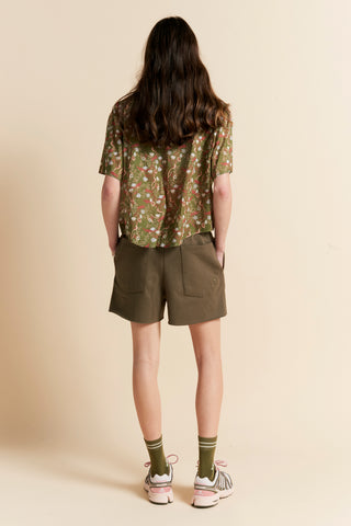 Pin Tuck Mini Track Shorts Hunter Green