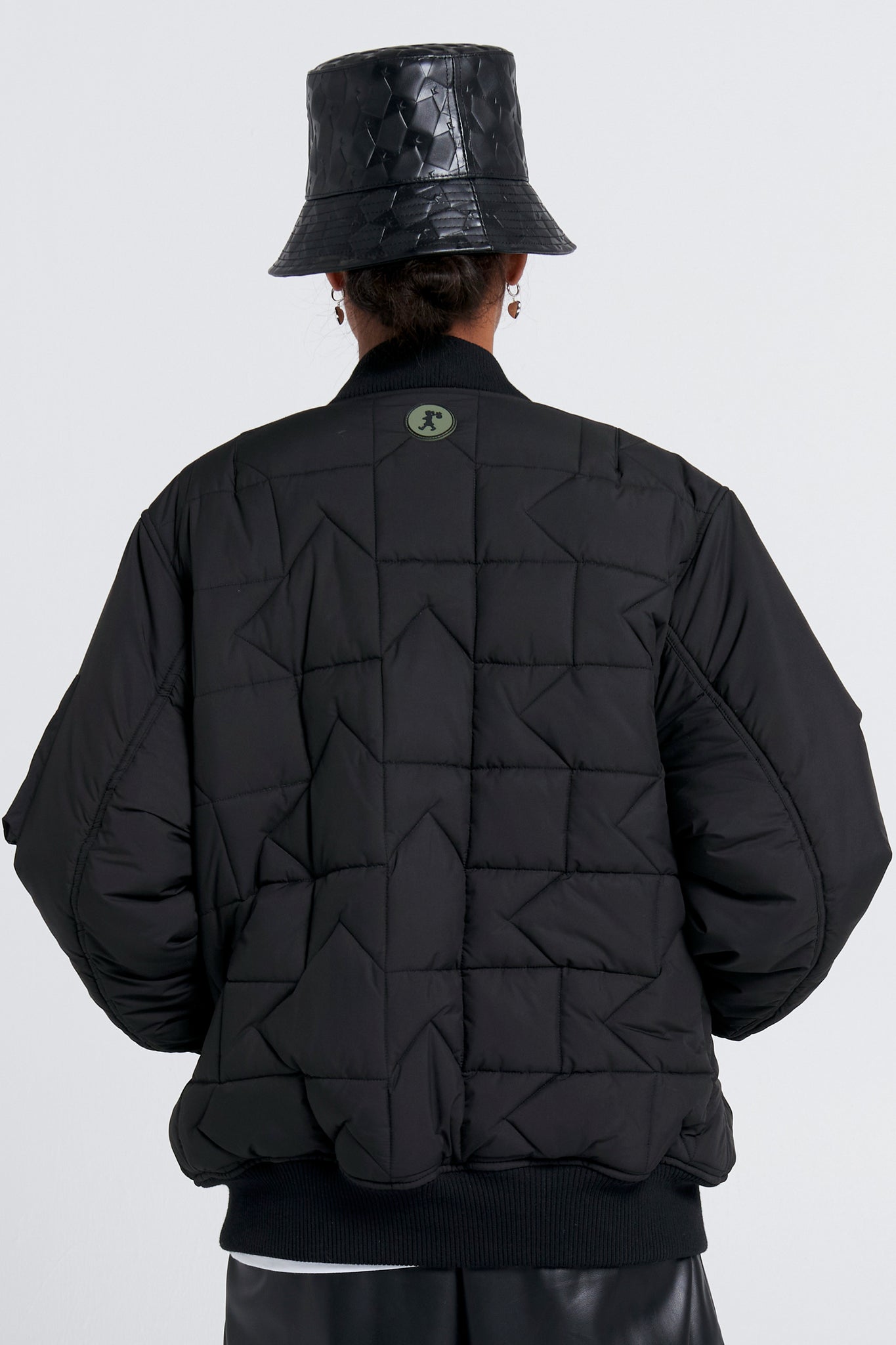Quilted Bomber Jacket Black