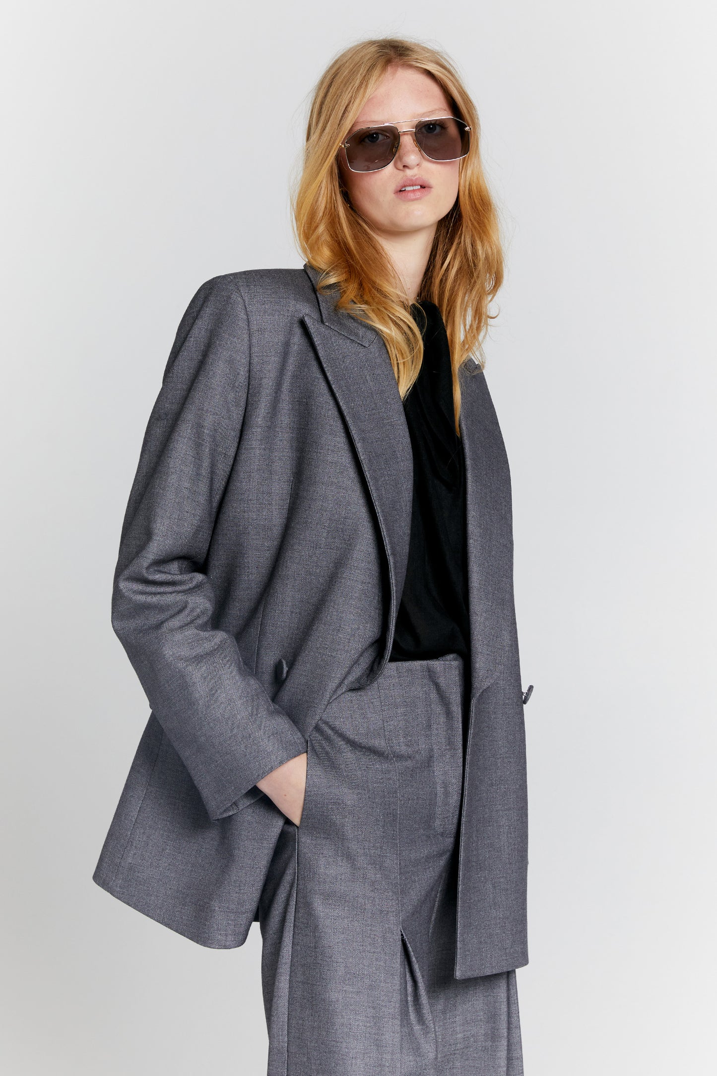 Escapade Double Breasted Jacket Charcoal