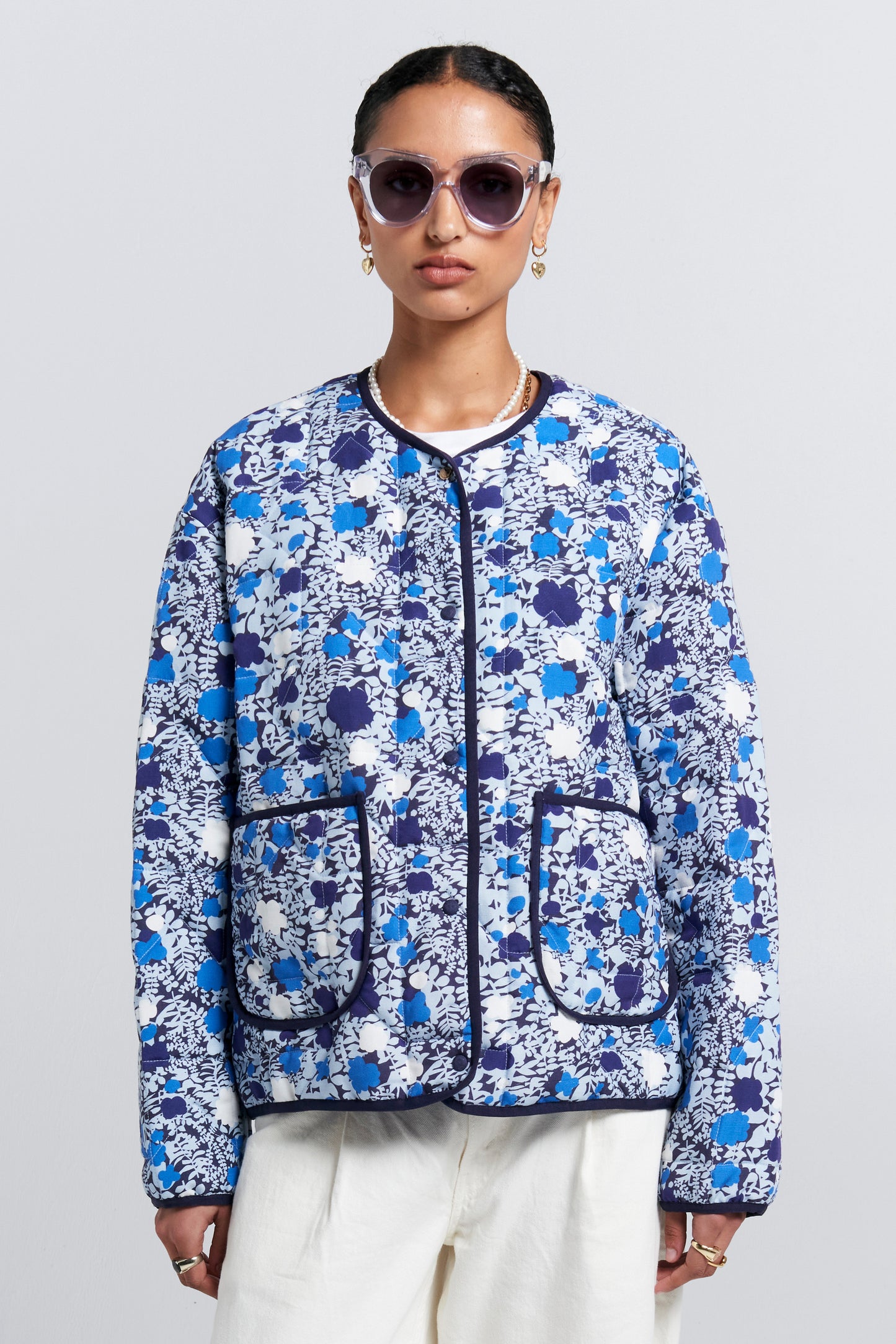 Quilted Drift Jacket Blue Multi