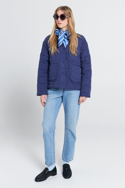 Quilted Drift Jacket Navy