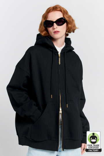 Karen Walker Runaway Girl Cropped Oversized Hoodie - Black