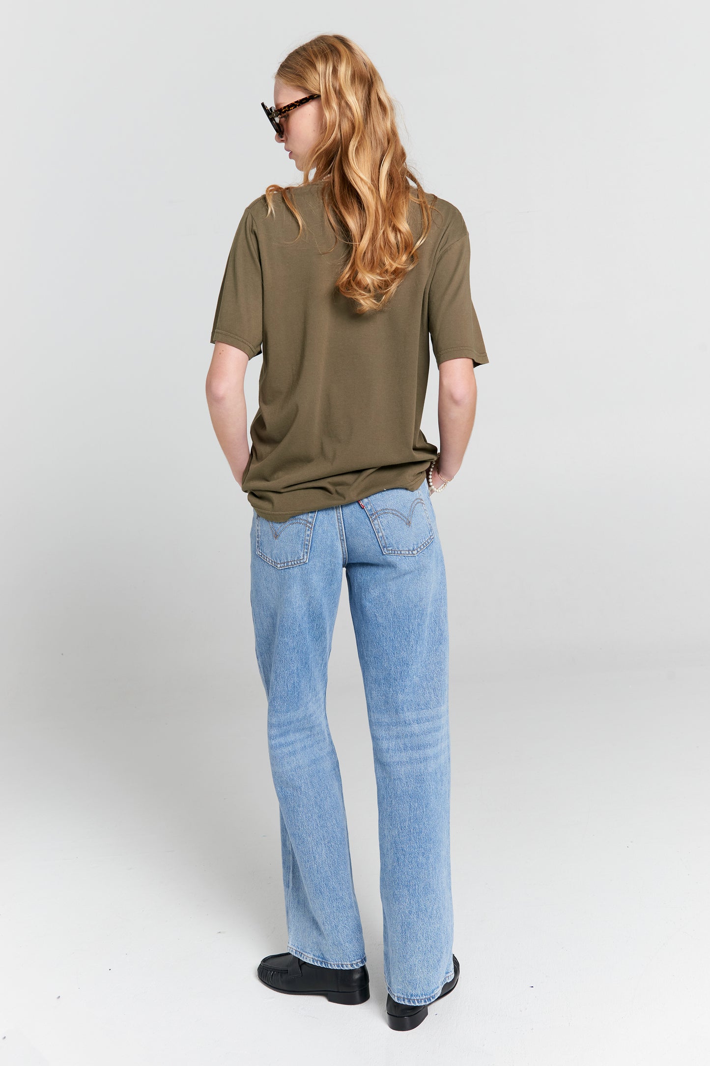 Embroidered Runaway Girl Classic Organic Cotton T-Shirt Hunter Green