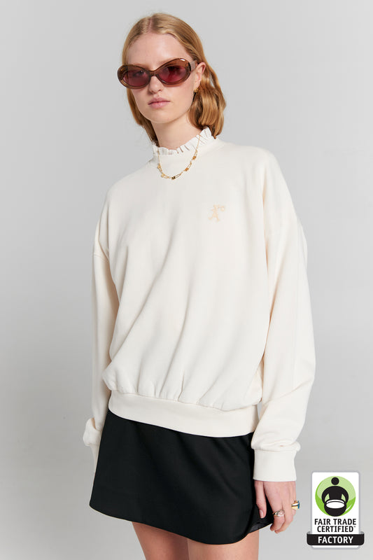 Runaway Girl Organic Cotton Crewneck Sweatshirt Ecru