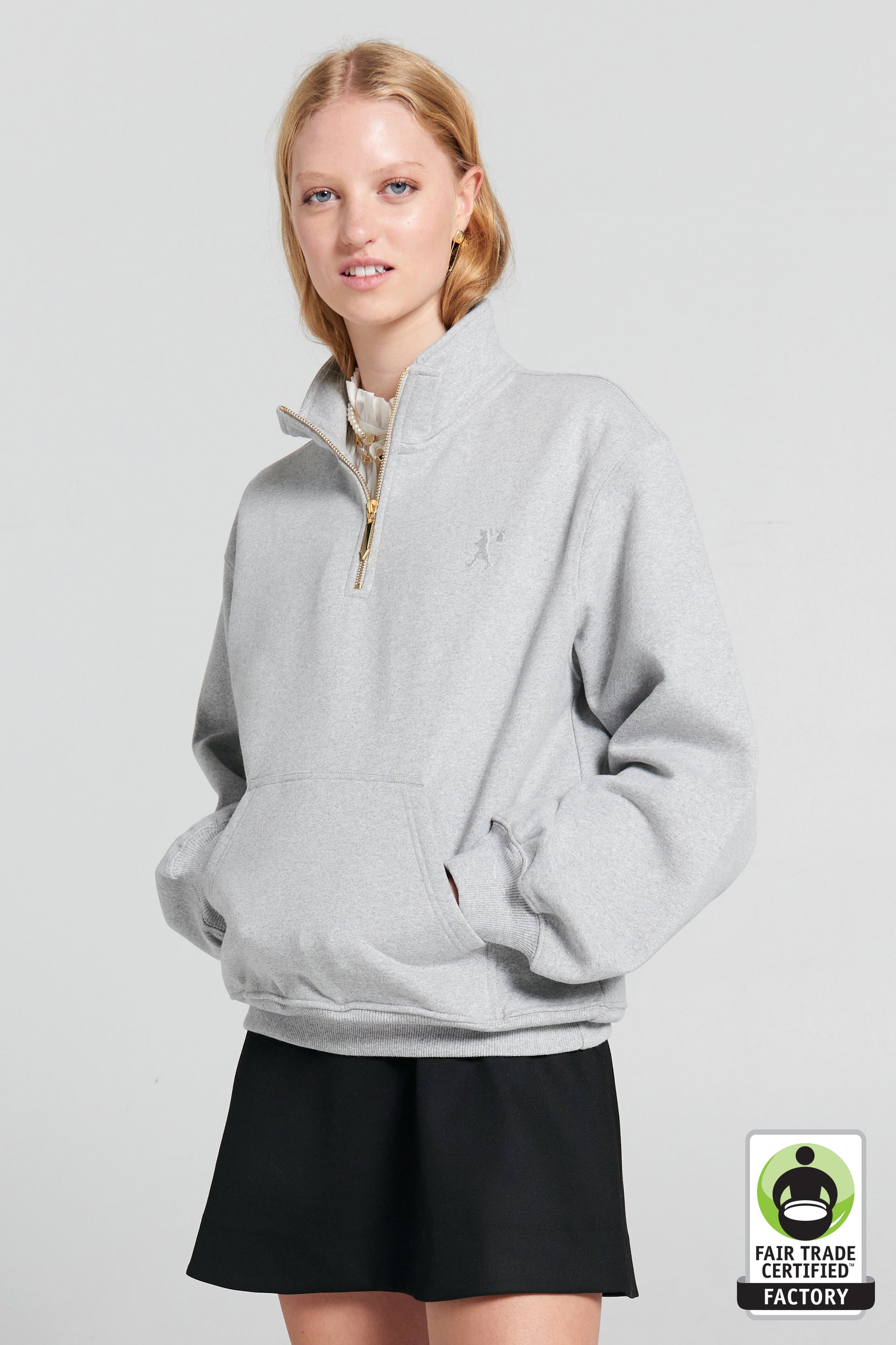 Runaway Girl Zip-Up Sweatshirt Grey Marle – Karen Walker