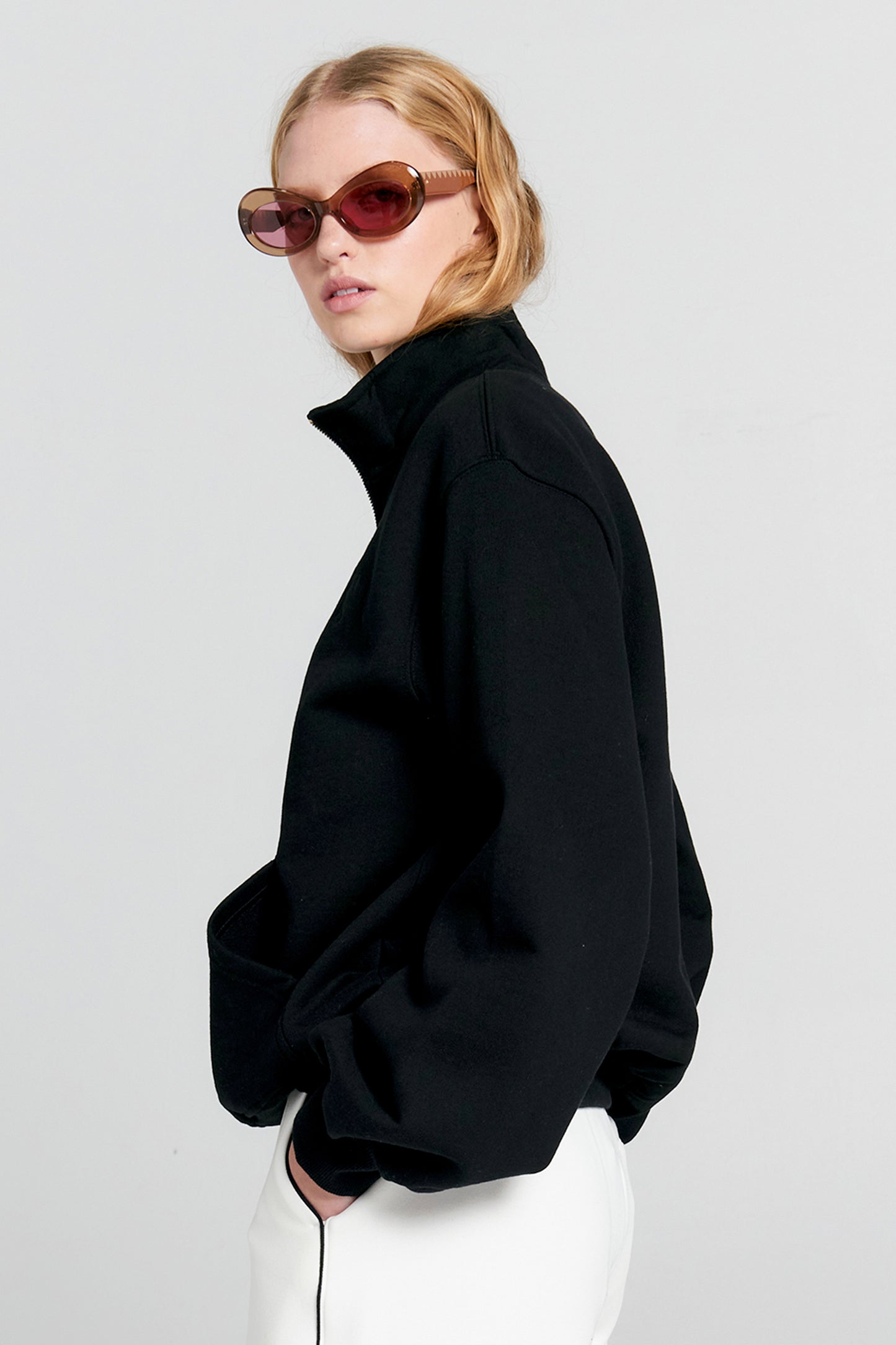 Runaway Girl Zip-Up Sweatshirt Black