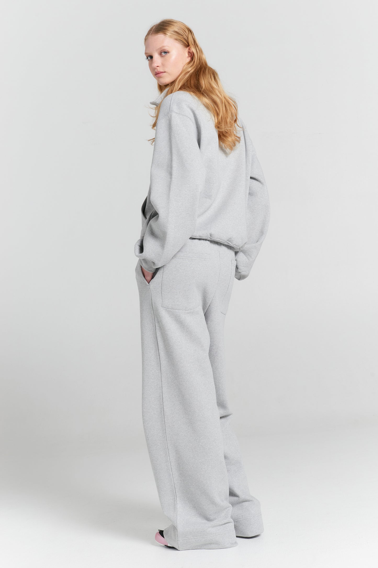 Runaway Girl Zip-Up Sweatshirt Grey Marle