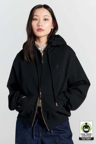 Walker Cropped Oversized Hoodie Black