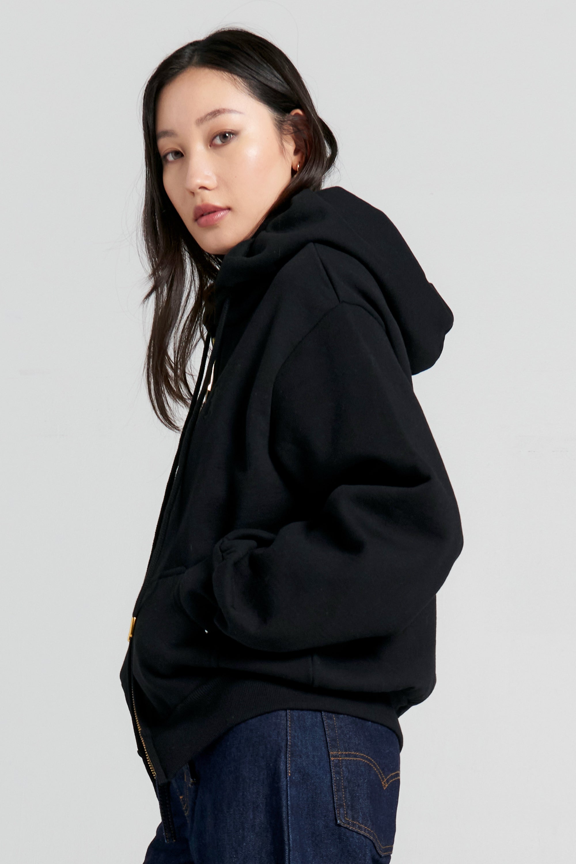 Walker Cropped Oversized Hoodie Black – Karen Walker