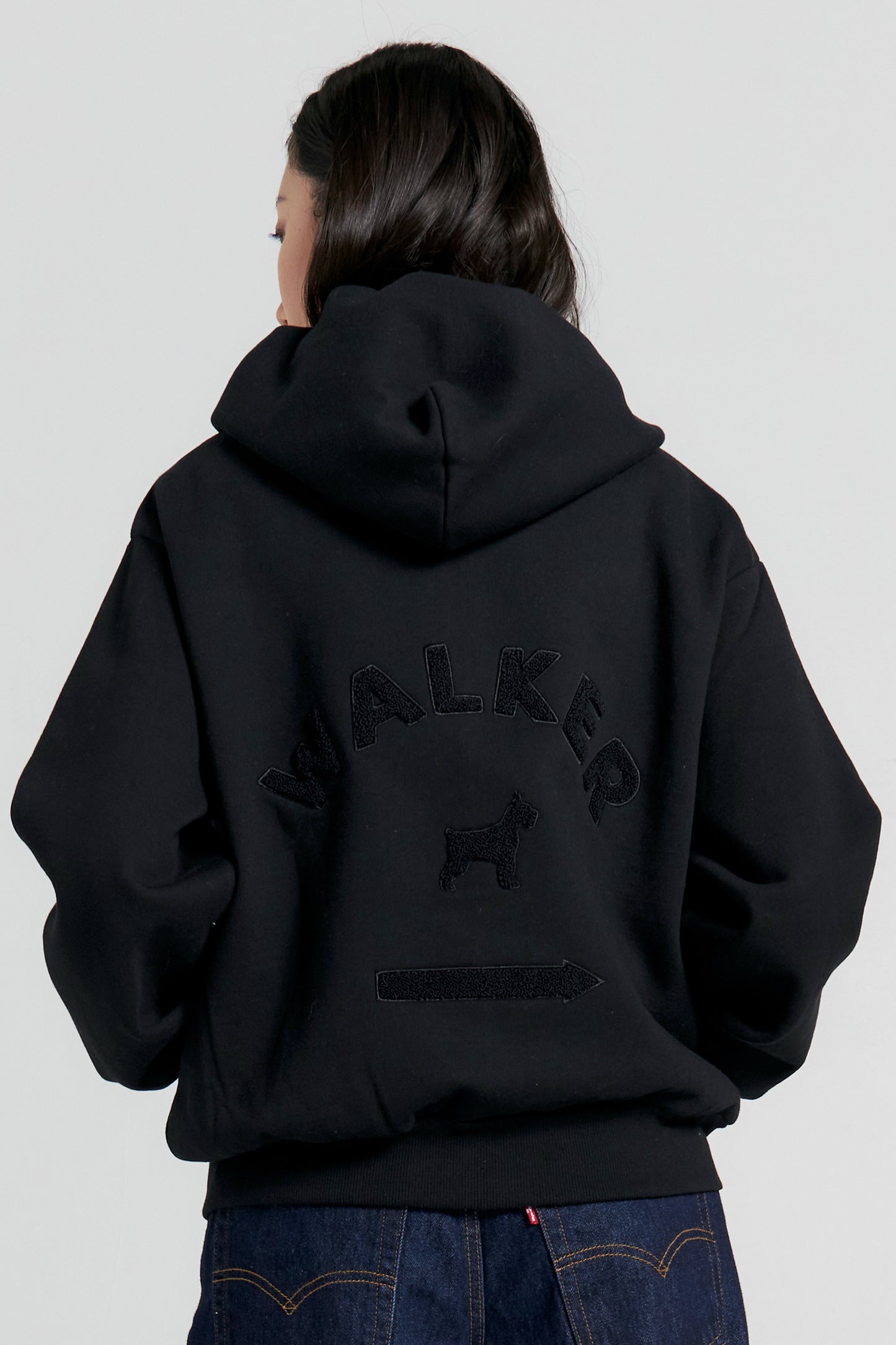 Walker Cropped Oversized Hoodie Black
