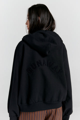 Runaway College Cropped Oversized Hoodie Black