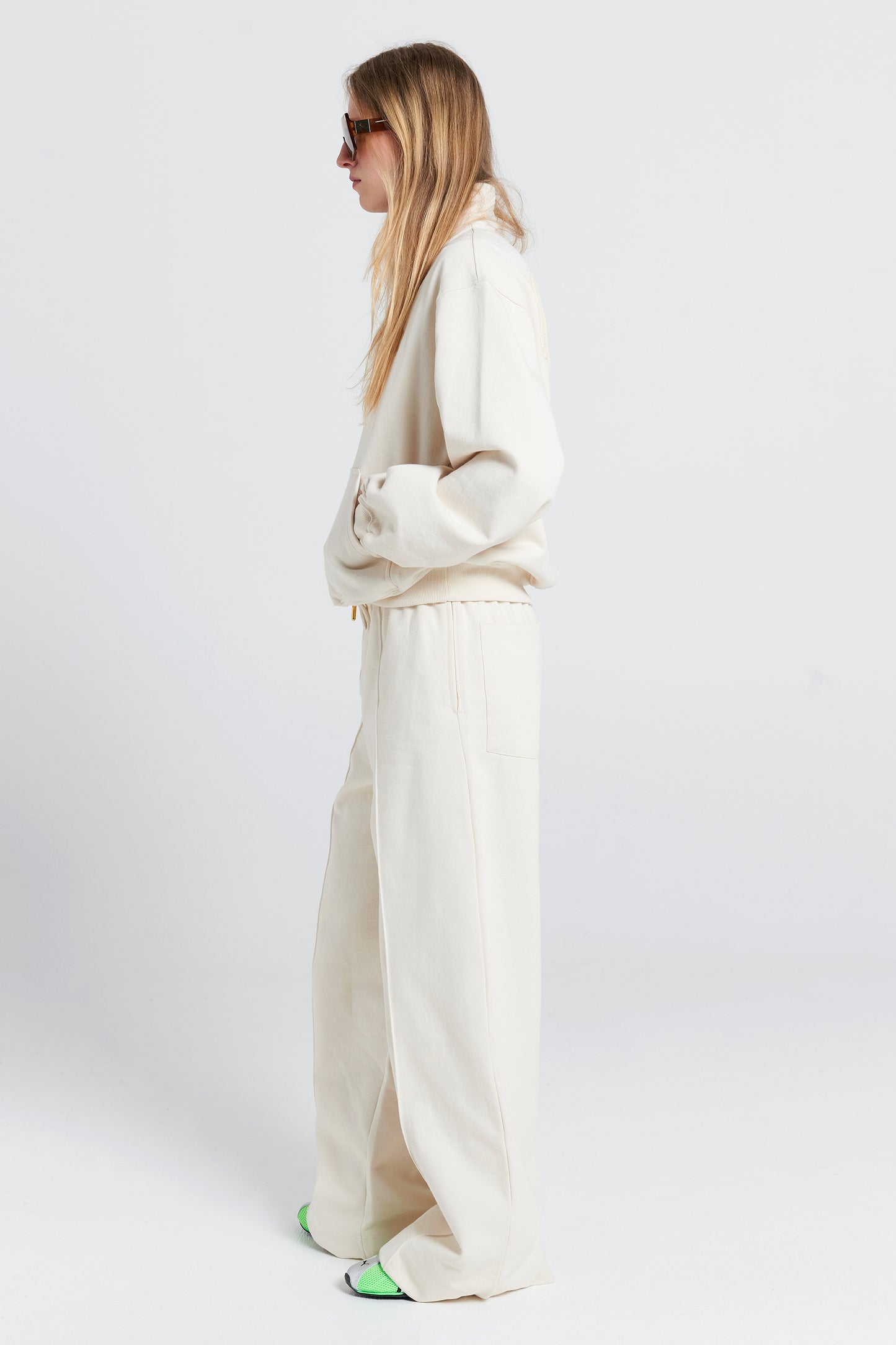 Runaway Scrawl Zip-Up Sweatshirt Ecru
