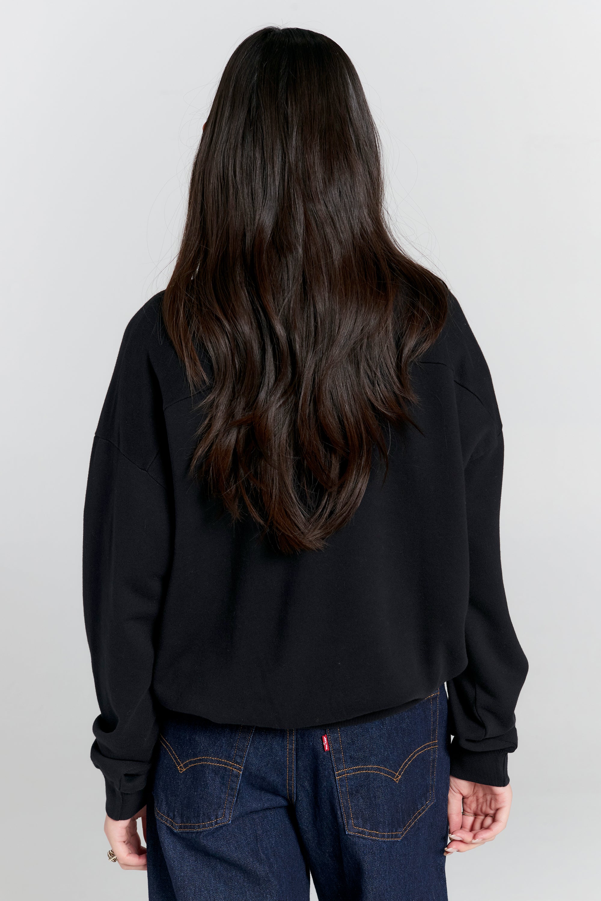 【関税&送料込】Ambush Black Cotton Oversize Sweatshirt AMBUSH letter-print long-sleeve Sweatshirt | Black | FARFETCH FI