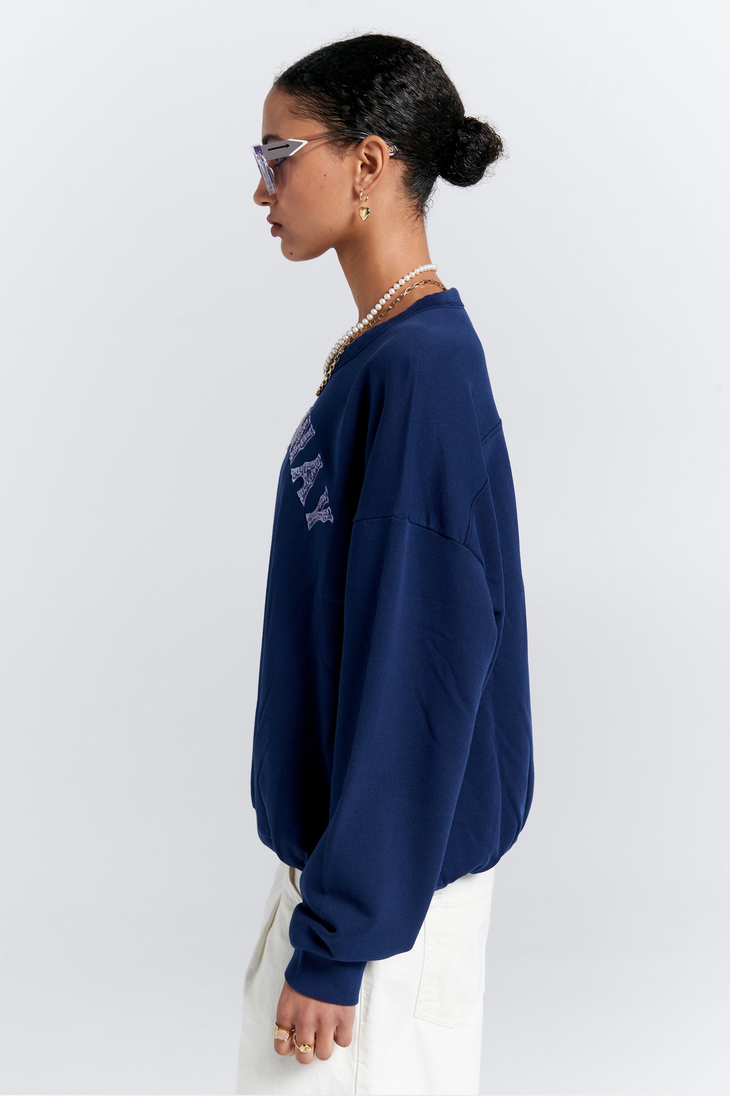 Runaway College Organic Cotton Crewneck Sweatshirt Navy