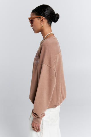 Runaway College Organic Cotton Crewneck Sweatshirt Taupe