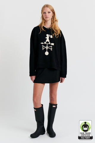 Weather Shop Organic Cotton Crewneck Sweatshirt Black