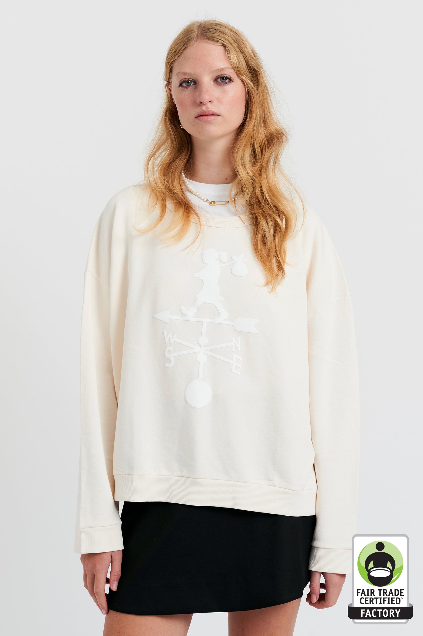 Weather Shop Organic Cotton Crewneck Sweatshirt Ecru