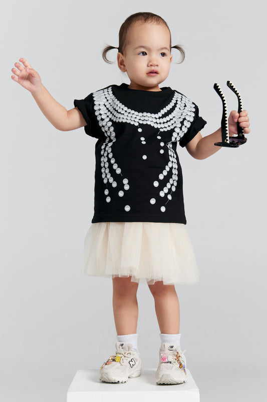 Mini Broken Pearls T-Shirt Black