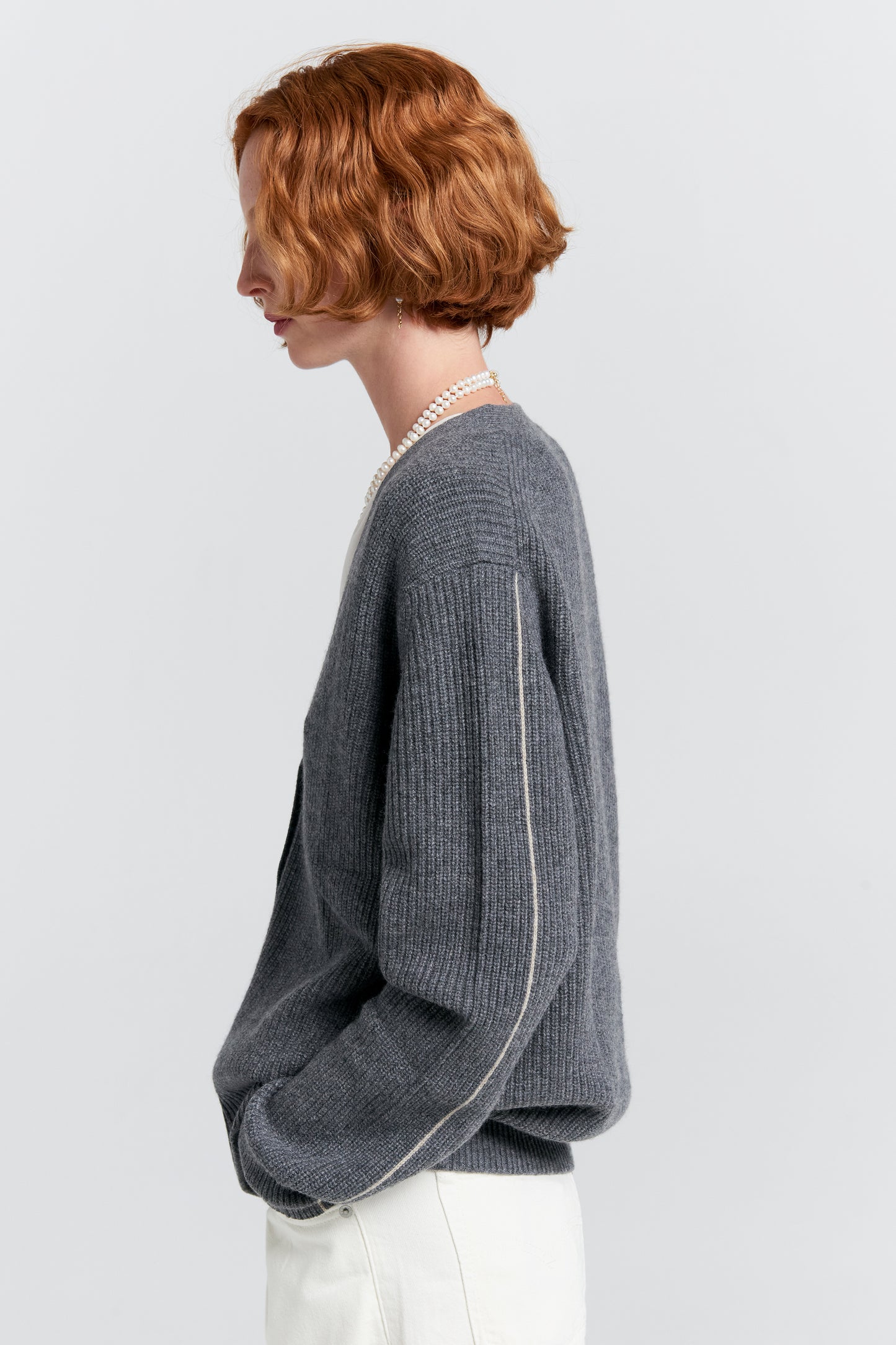 Bessie Cashmere Cardigan Charcoal Marle
