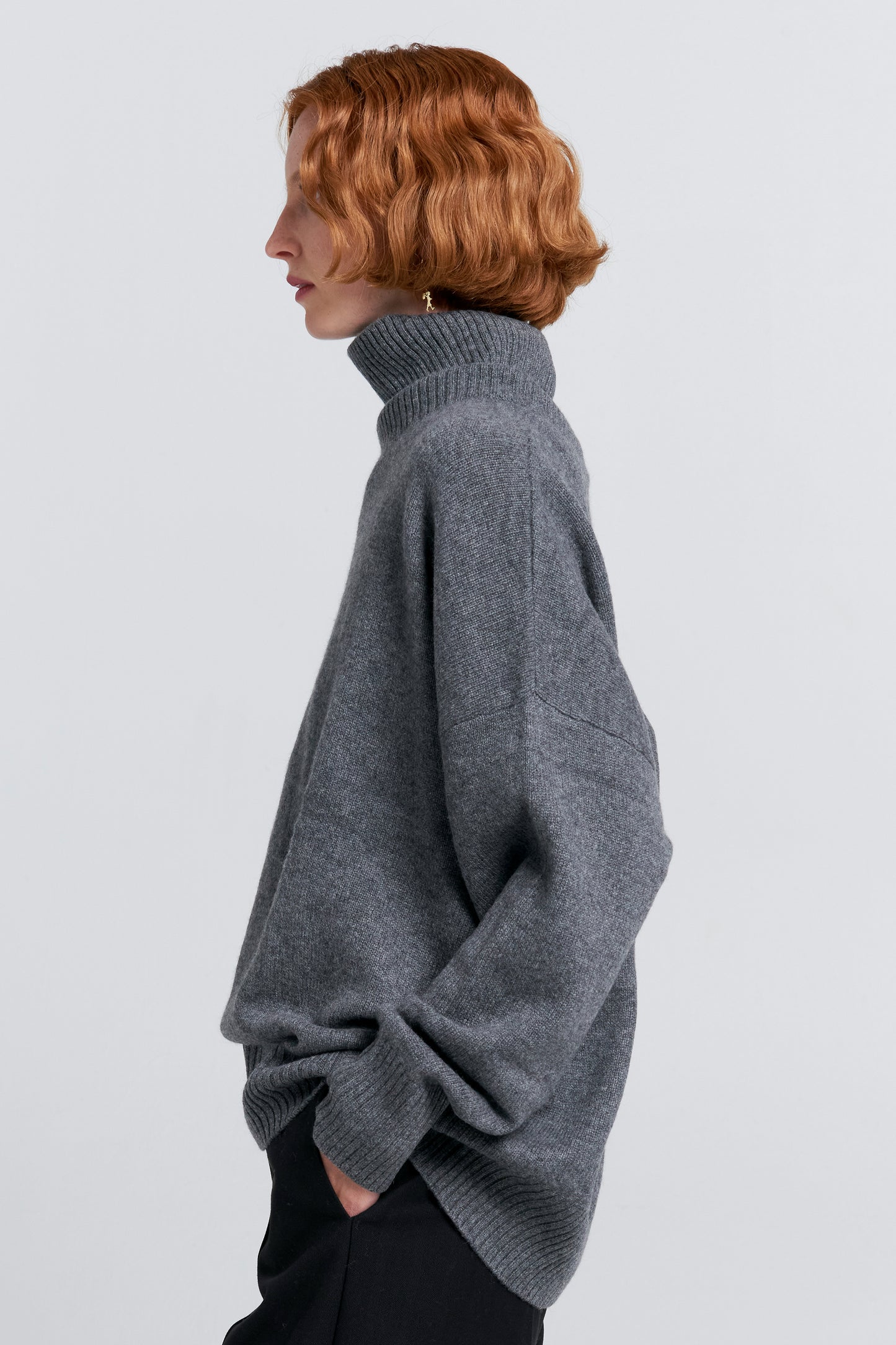 Carmen Oversized Turtleneck Sweater Charcoal Marle