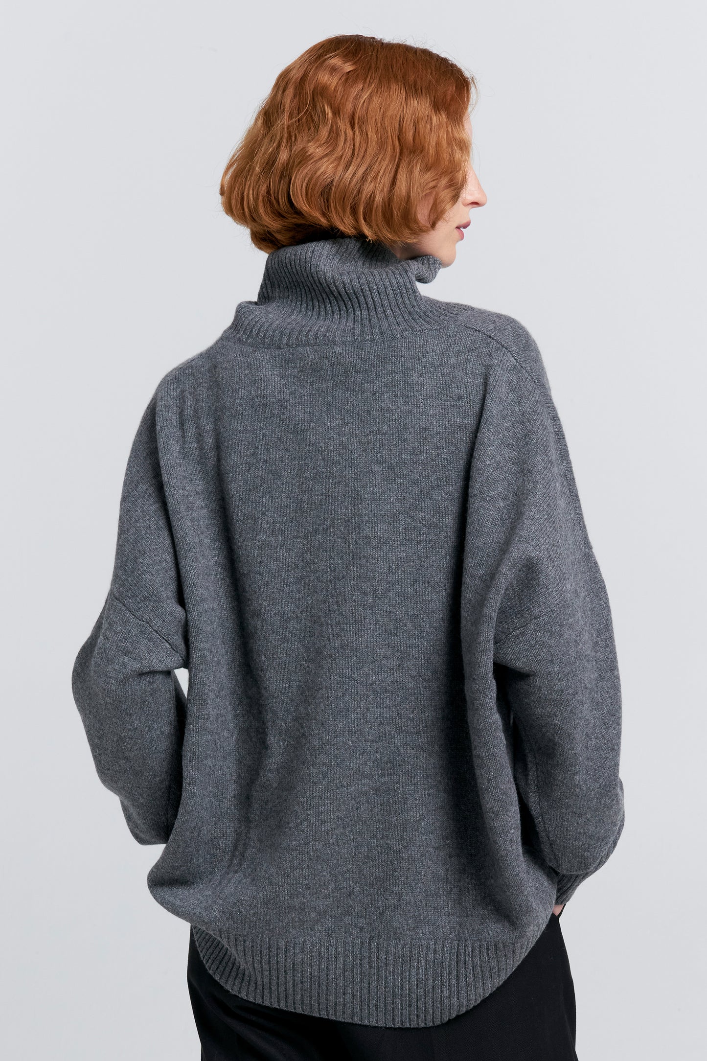 Carmen Oversized Turtleneck Sweater Charcoal Marle