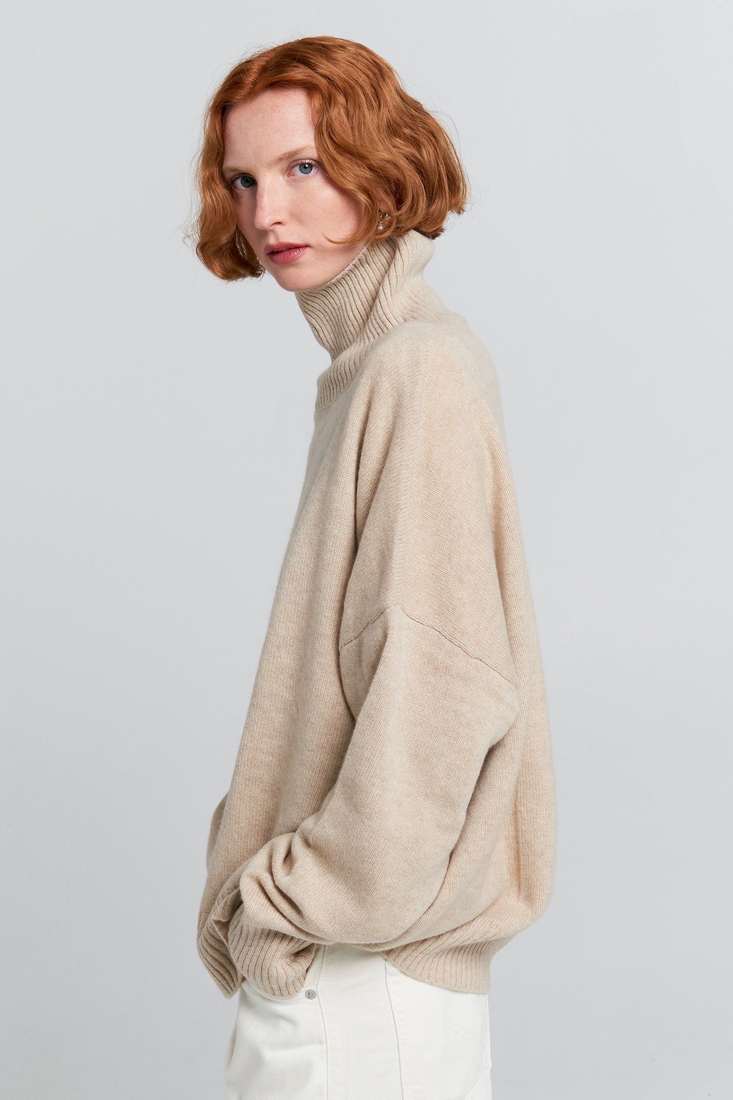 Carmen Oversized Turtleneck Sweater Stone Marle