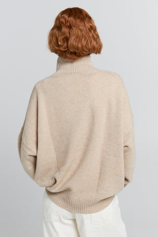 Carmen Oversized Turtleneck Sweater Stone Marle