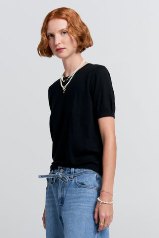 Fleur Cashmere T-Shirt Black