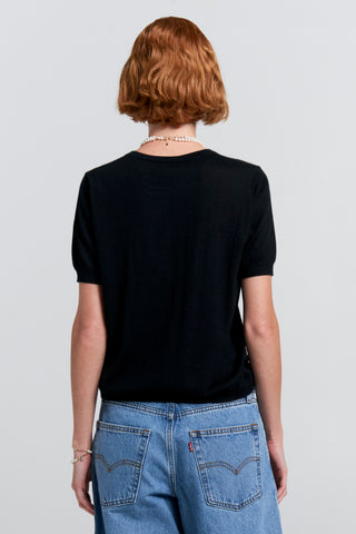 Fleur Cashmere T-Shirt Black