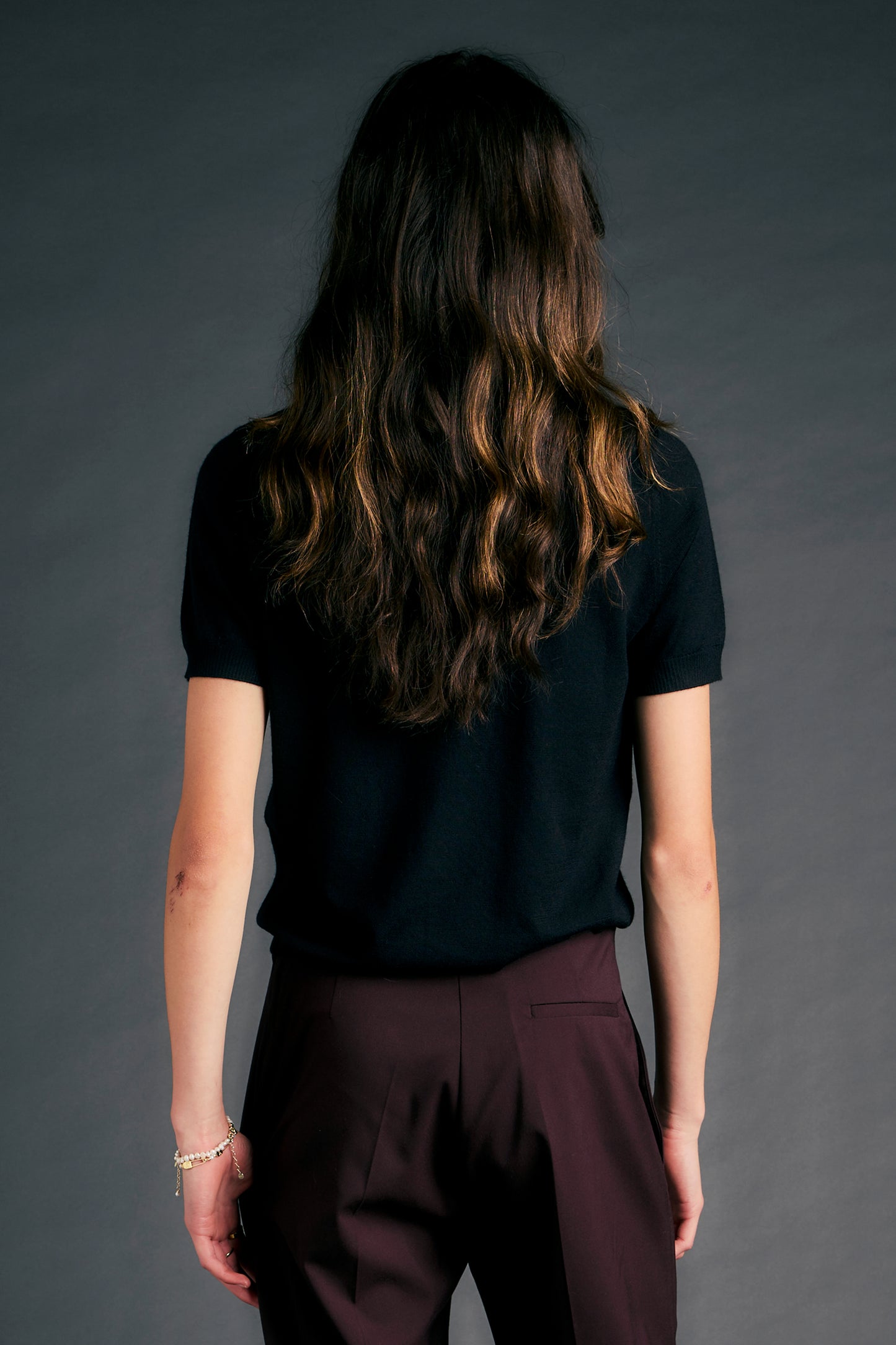 Fleur Cashmere T-Shirt Black
