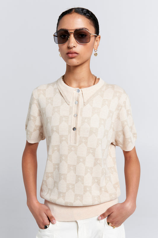 Monogram Knit Polo Sand Multi