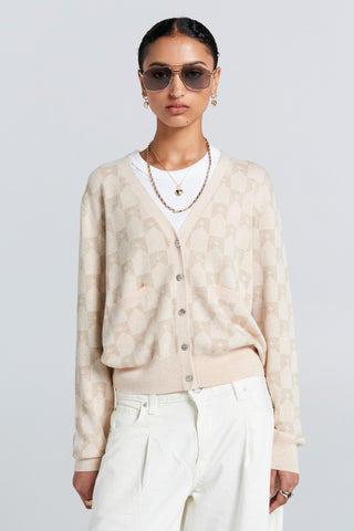 Monogram Knit Cardigan Sand Multi