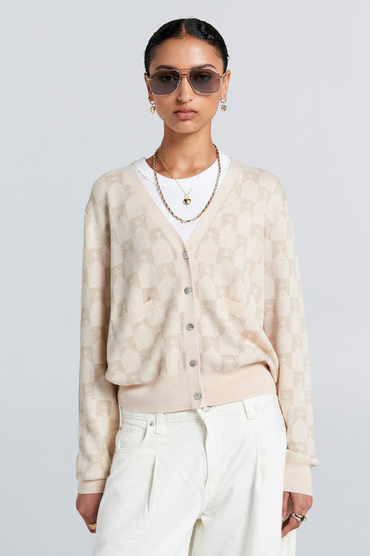 Monogram Knit Cardigan Sand Multi