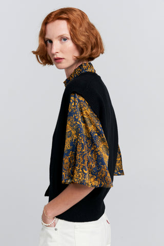 Mina Button Up Cashmere K Vest Black